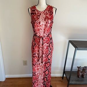Michael Kors animal print long dress, new with no tags. Red and white color.